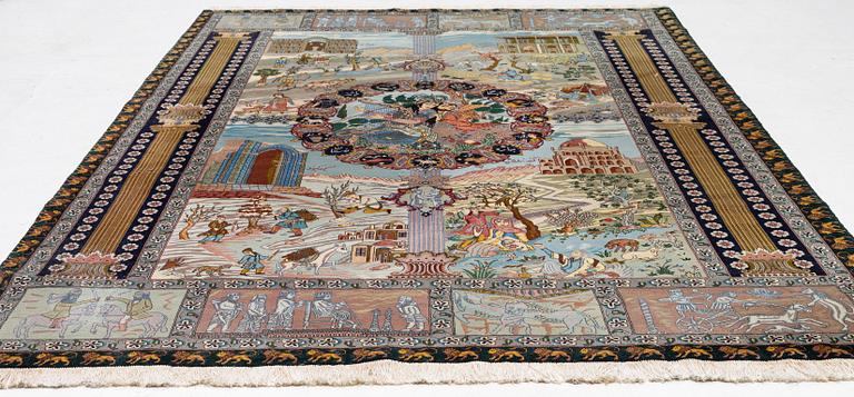 Rug, figural Tabriz, approx. 304 x 198 cm.
