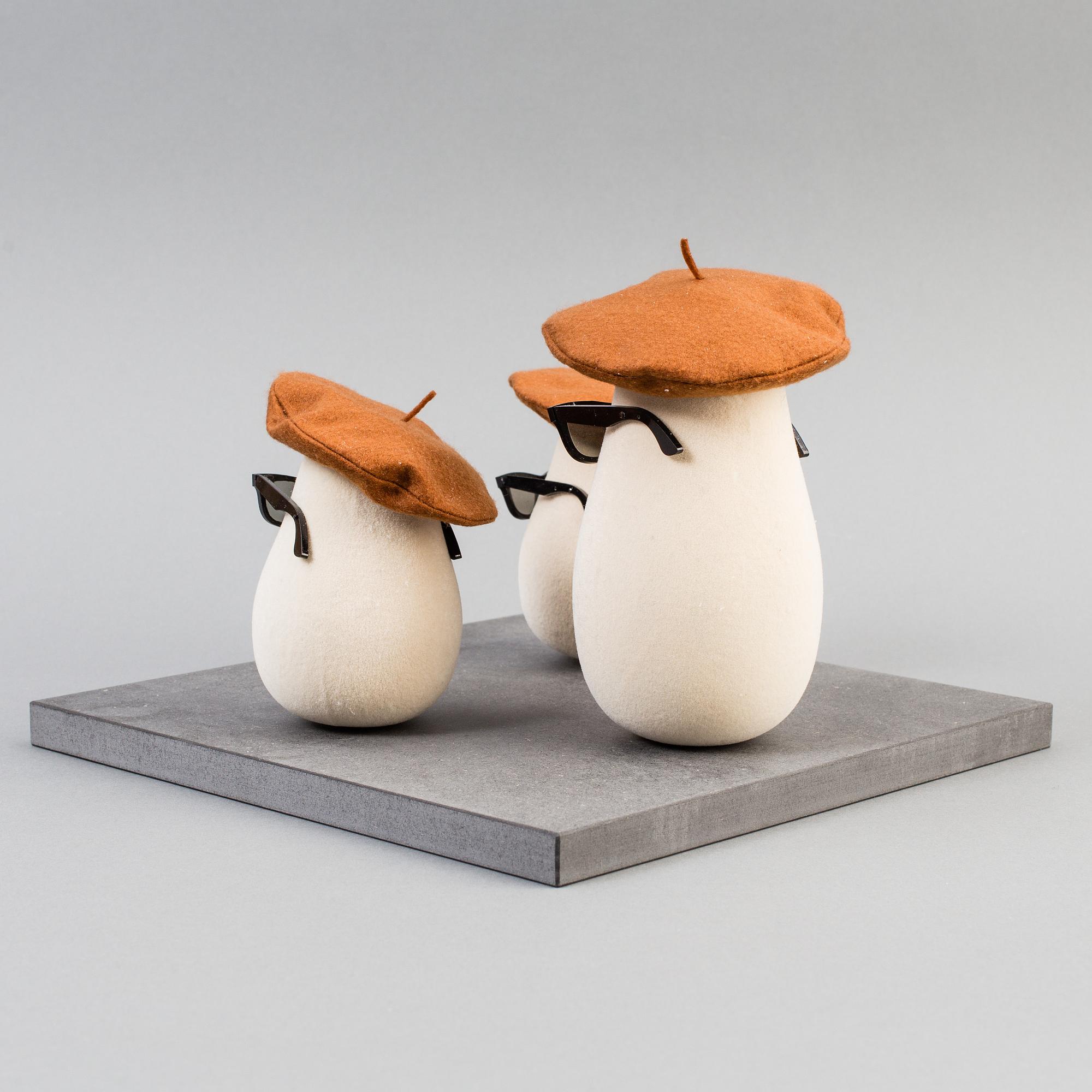 Three jazz mushrooms made by JoAnn Tan Studio for NK 2016.