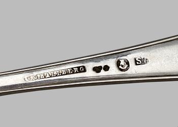 PARTI BESTICK, silver. Bl a Samuel (Sam.)Pettersson, Lindköping, 1882. 1800-tal. Totalvikt ca 1200 g.