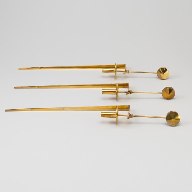 PIERRE FORSSELL, vägglampetter, 3 st, mässing, "Pendel", Skultuna, 1986-91.