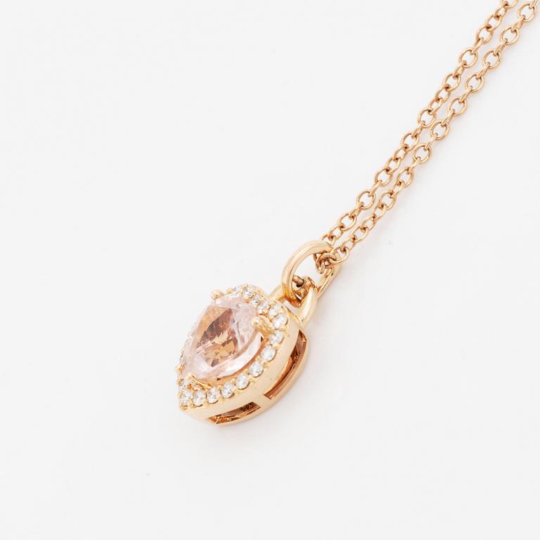 Collier med hjärtformad morganit och briljantslipade diamanter.
