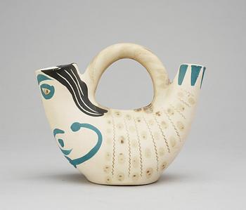 A Pablo Picasso 'Figure de proue' faience pitcher, Madoura, Vallauris, France 1952.