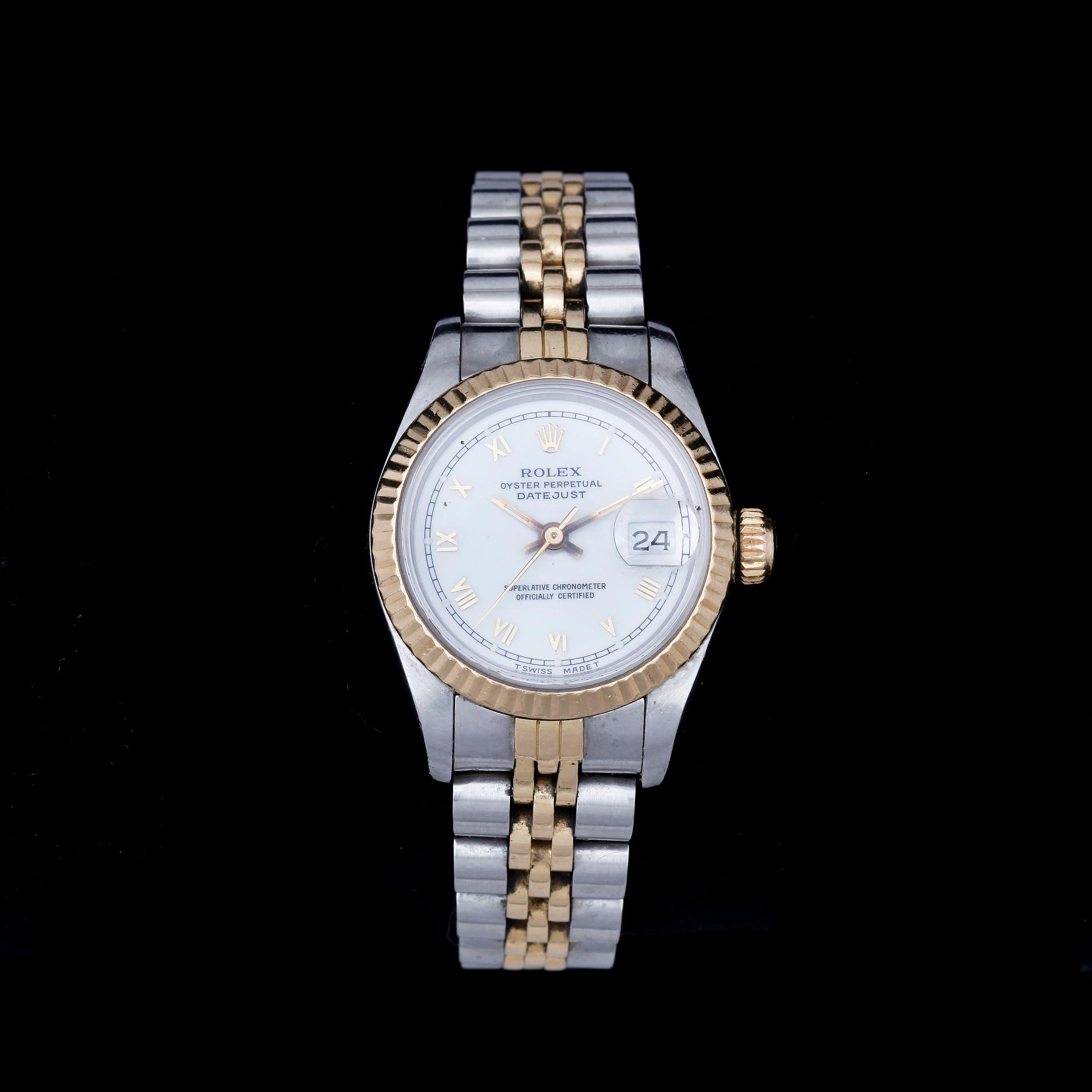 DAMARMBANDSUR, Rolex, Oyster Perpetual, Datejust stål/guld, cert från 1987 medföljer.