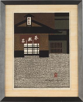 Kiyoshi Saito, woodblock print in colours, signed, numbered 25/100, dated 1964.