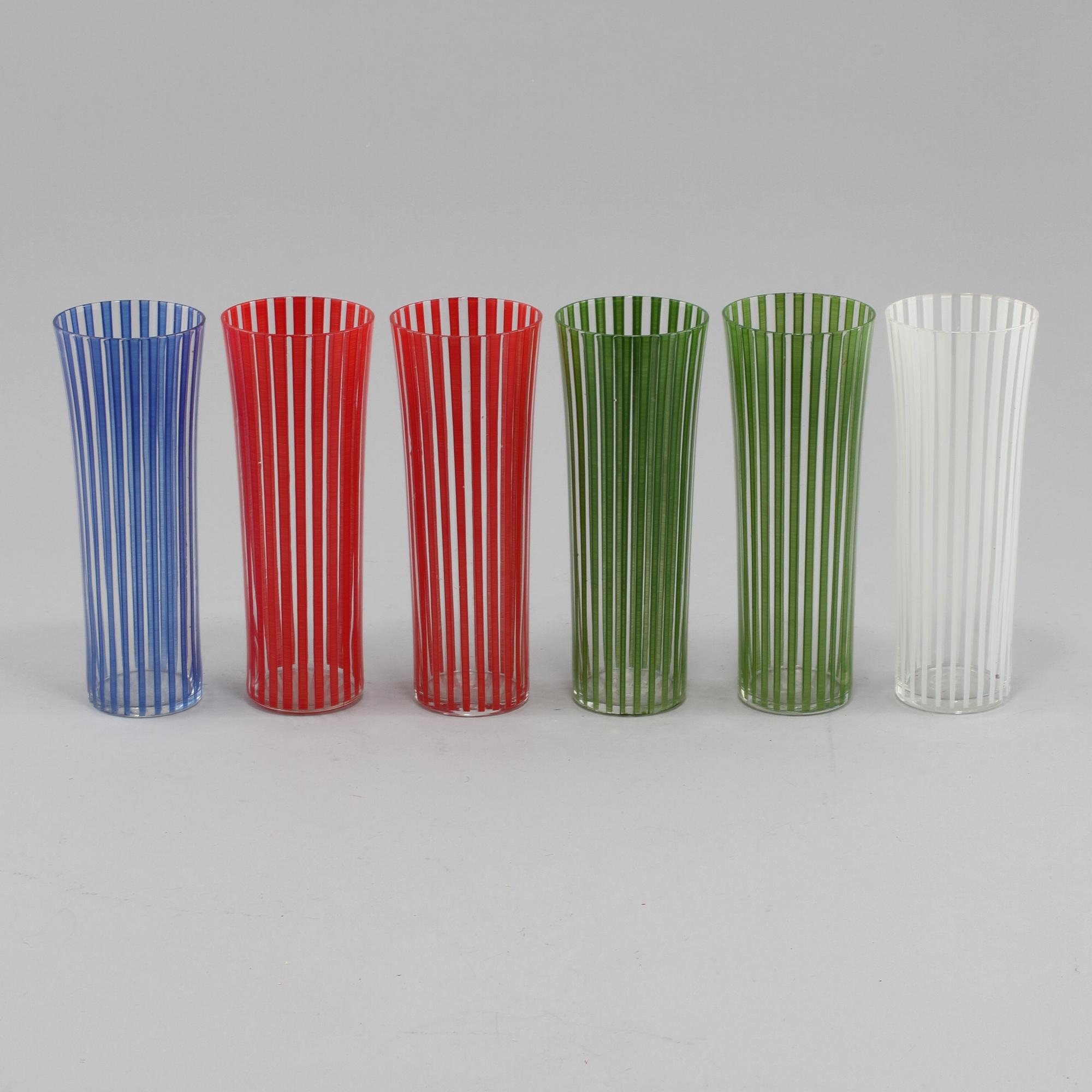 GLAS, 6 st, "Strikt", Bengt Orup, Johansfors, 1900-talets andra hälft.