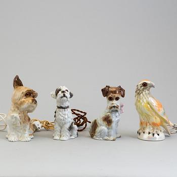 OZONLAMPOR, fyra stycken, porslin. Danmark, omkring 1900-talets mitt.