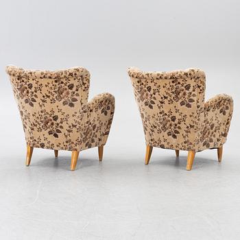 Fåtöljer, ett par, Swedish modern, 1940/50-tal.