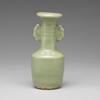 589. A mallet shaped celadon glazed vase, Yuan/Ming dynasty.
