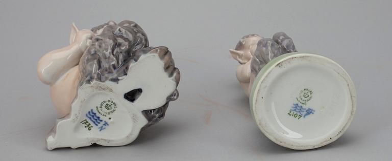 FIGURINER, 2 st, porslin, Royal Copenhagen, stämplade 1969-74 och 1968.