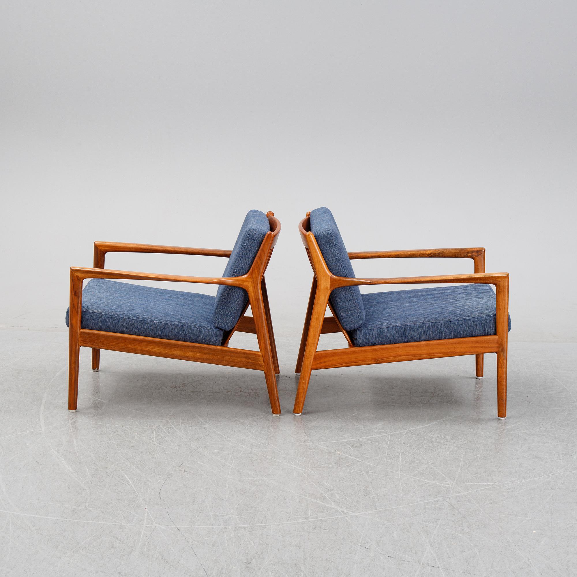 Folke Ohlsson, a pair of teak 'USA 75' easychairs, Dux, designed in 1963.