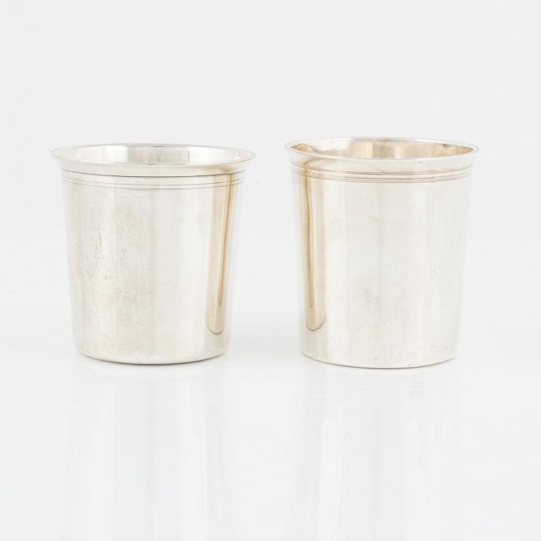 Two French Silver Beakers, 19th century.