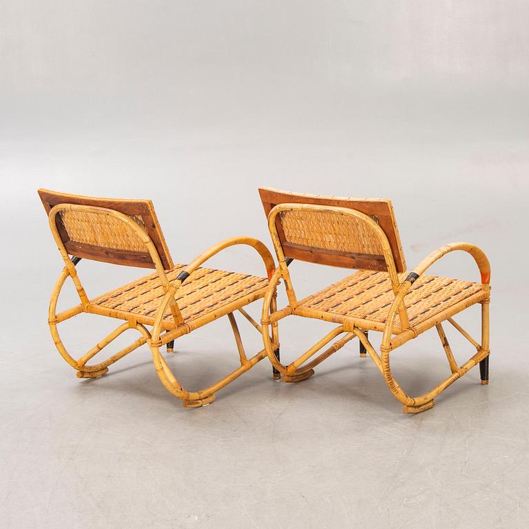 Armchairs a pair and table, 1930s-40s.