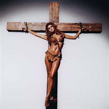 181. Terry O'Neill, "Raquel Welch on the Cross, Los Angeles", 1970.