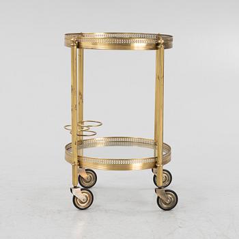 A brass and glass serving trolley, 1860's/70's.