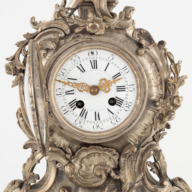 A Rococo style mantle clock, France, late 19th Century.