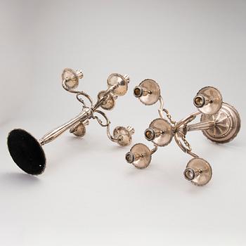 KANDELABRAR, ETT PAR, silver, finska importstämplar Helsingfors 1926.