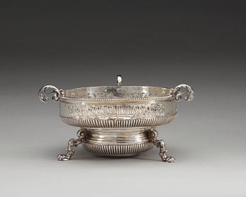 A Swedish early 18th century silver réchaud, marks of Rudolf Wittkopf, Stockholm 1709.