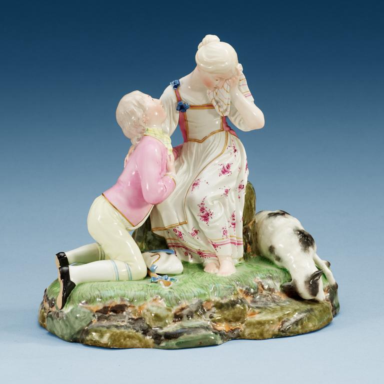 A Höcht porcelain figure group, 18th Century.