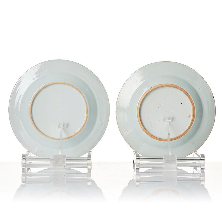 A set of six famille rose dessert dishes, Qing dynasty, Qianlong (1736-95).