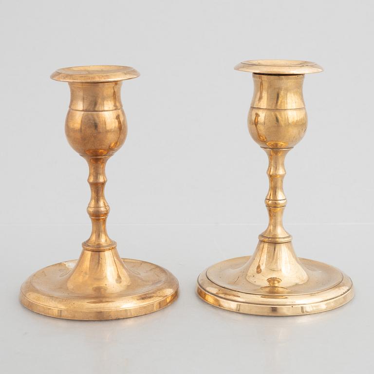 Tree Pairs of Swedish Brass Candlesticks from Skultuna Messingsbruk, 19th Century.