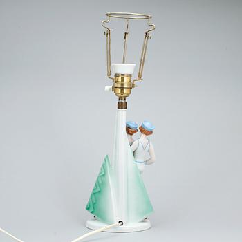 BORDSLAMPA, porslin, Art deco, 1920/30-tal,