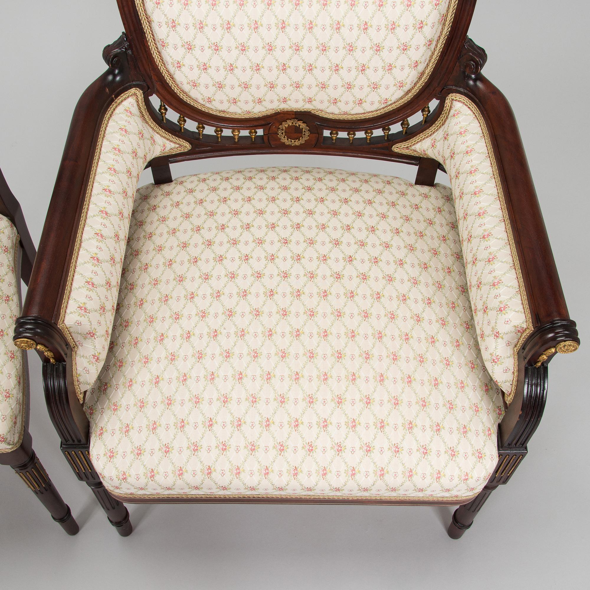 A six-piece furniture set, Nikolai Boman's, Turku, 1890s.