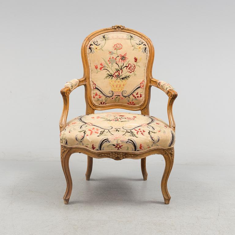 A mid 18th century rococo armchair.