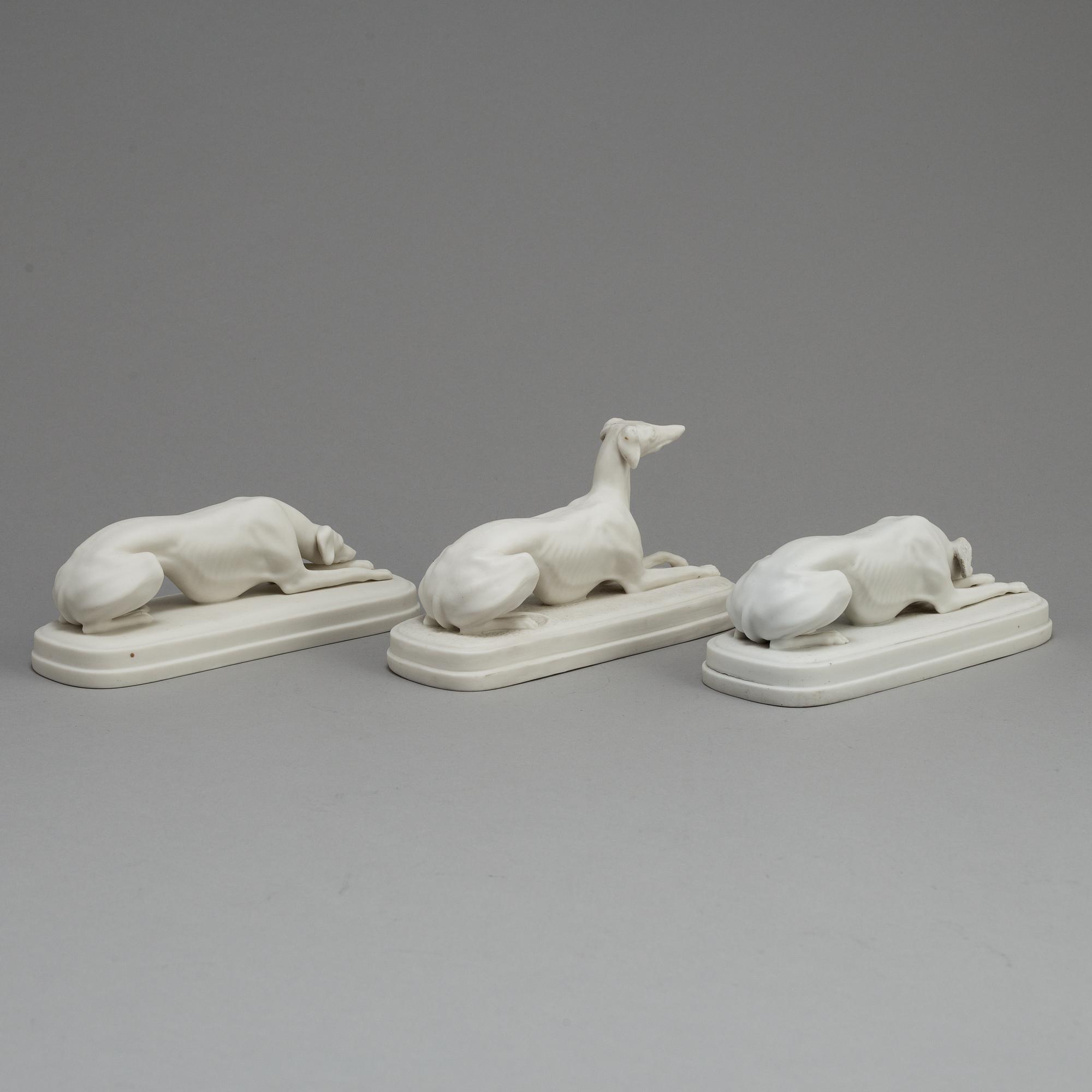 THREE PARIAN PAPER WEIGHTS, one marked Gustafsberg, ca 1900.