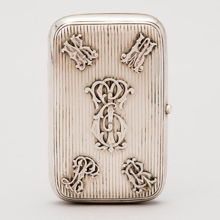 CIGARRETTETUI, silver, troligen Nikolai Pokrovsky, Moskva 1895.