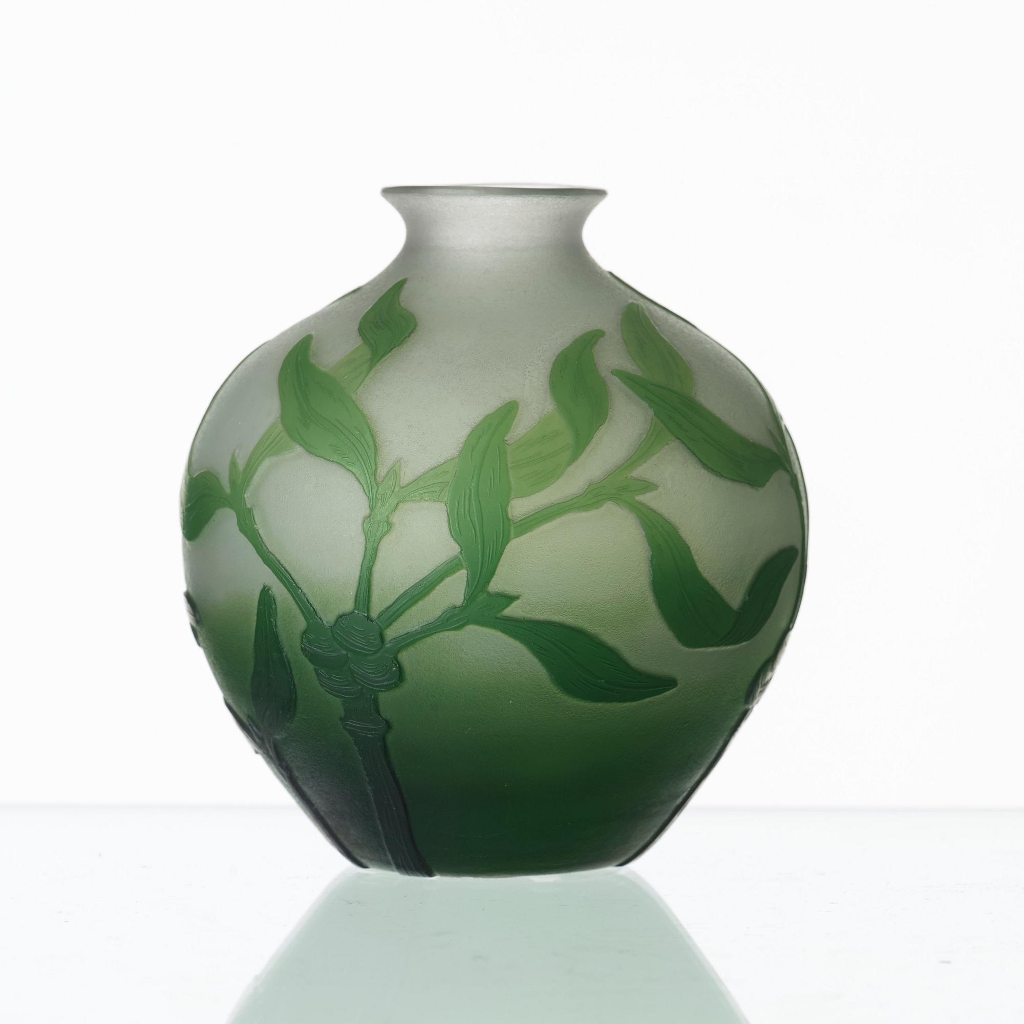 Karl Lindeberg, an Art Nouveau cameo glass vase, Kosta, Sweden 1910's.