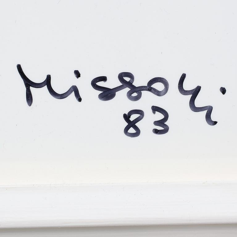 OTTAVIO MISSONI, stickad multipel, textil på plexiglas, signerad och daterad 83, numrerad 3/6 på plakett.