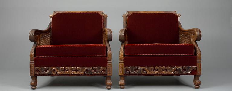 MÖBLEMANG 4 delar, ek, 1900-talets början.