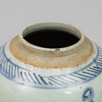 Two blue and white porcelain ginger jars, Qing dynasty, China, 19th century.