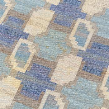 Judith Johansson, a carpet. 'Campanula' flat weave c 265 x 190 cm, signed JJ.