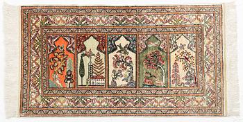 Rug, silk Kaysari, approx. 116 x 63 cm.