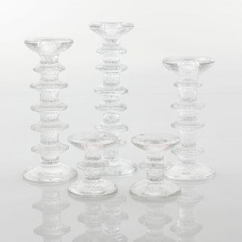 Five candlesticks namned "Festivo", design by Timo Sarpaneva for Iittala. Designed in 1966.