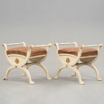 A pair of late Gustavian early 19th century stools.