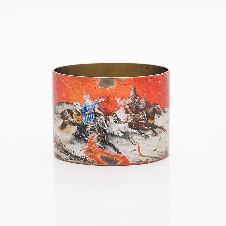 A silver napkin ring, mark likely of Vasily Andreyev, Moscow 1908-17.