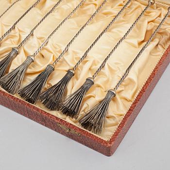 Twelve silver champagne whisks from KG Markströms Guldsmeds Ab in Uppsala, 1929.