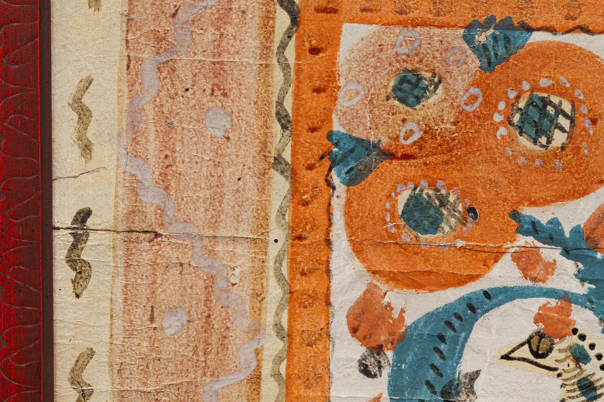 Textile paintings, a pair, so-called rooster paintings, Sunnerbo school, Småland, first half of the 19th century.