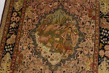 Matta, semiantik, Täbris, figural, ca 138 x 86 cm.