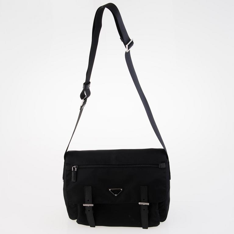 PRADA Black Nylon Messenger Bag.