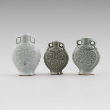 SNUSFLASKOR, 3 st, porslin, Kina, Ching dynastin, 1800-tal.