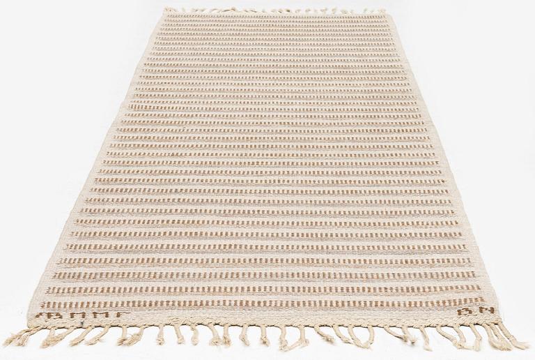 Barbro Nilsson, 'Randig med tvist, grå', flat weave, c. 266,5 x 91 cm, signed AB MMF BN.