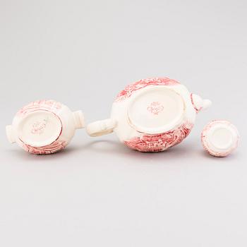 MATSERVIS, 157 delar, flintgods, "Bengali, röd", Rörstrand, 1940-tal.