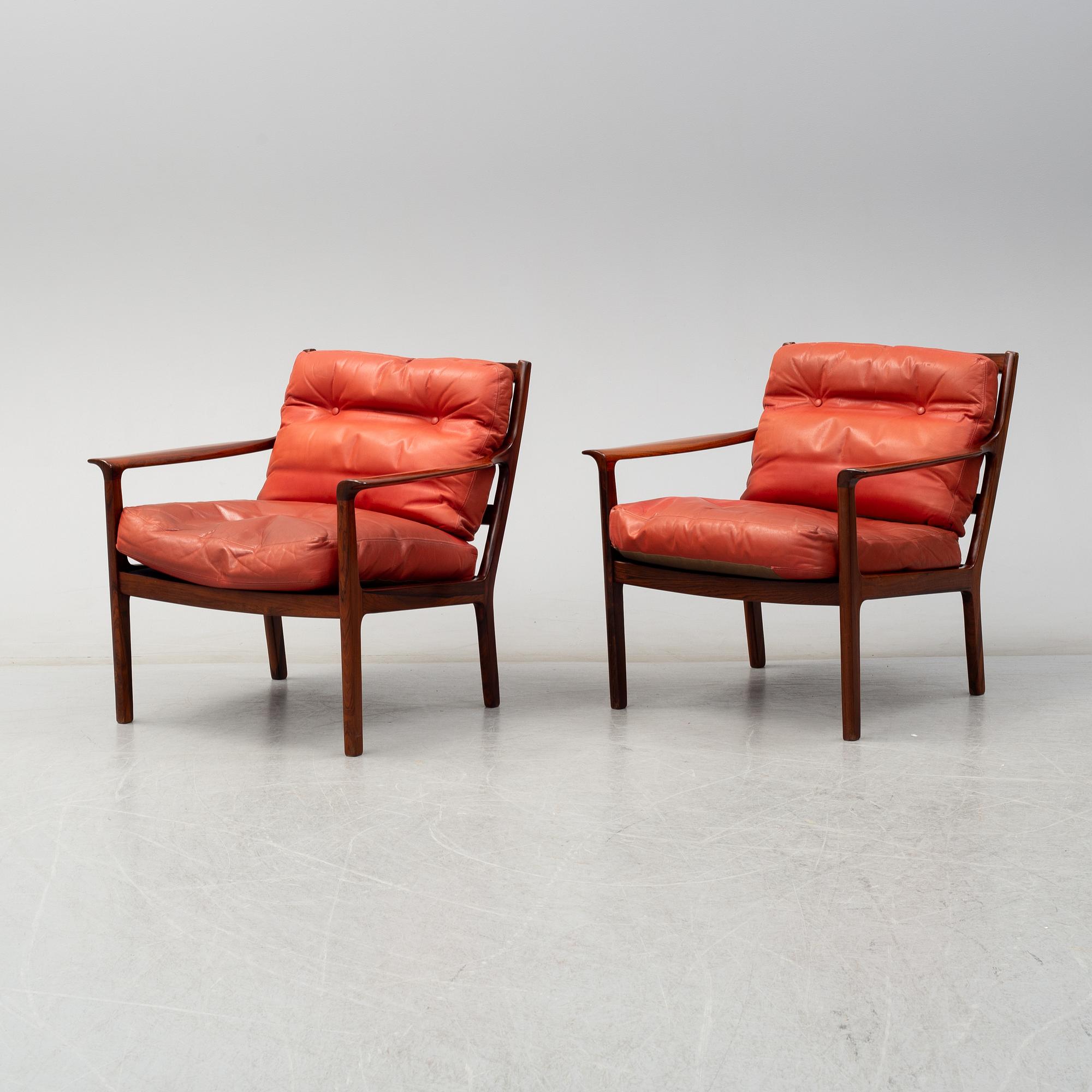 FREDRIK A KAYSER, fåtöljer, ett par, "Nr. 935", Vatne Möbler, Norge, 1960-/70-tal.