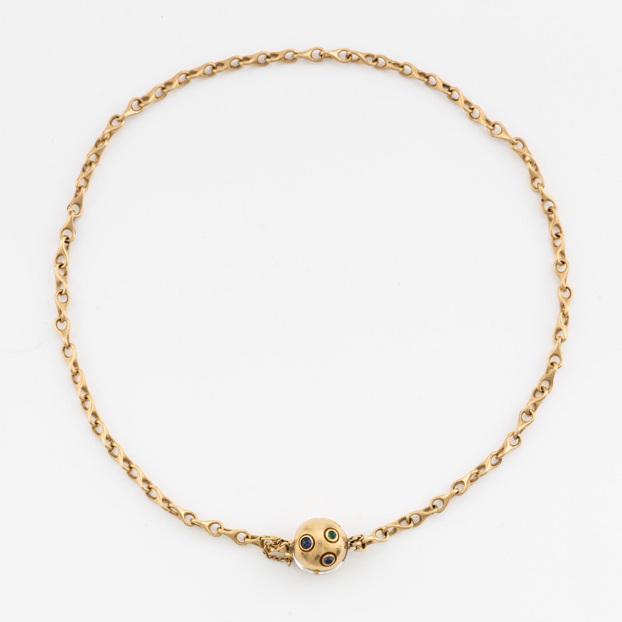 Ole Lynggaard, collier, lås med briljantslipad diamant och cabochonslipade färgstenar.