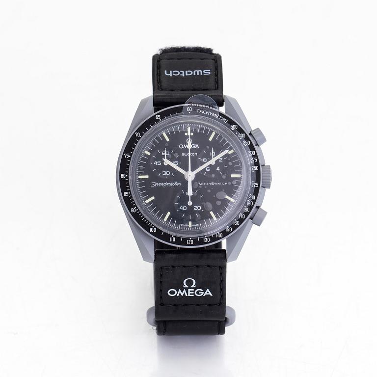 Swatch/Omega, MoonSwatch, Mission to the Moon, chronograph, wristwatch, 42 mm.