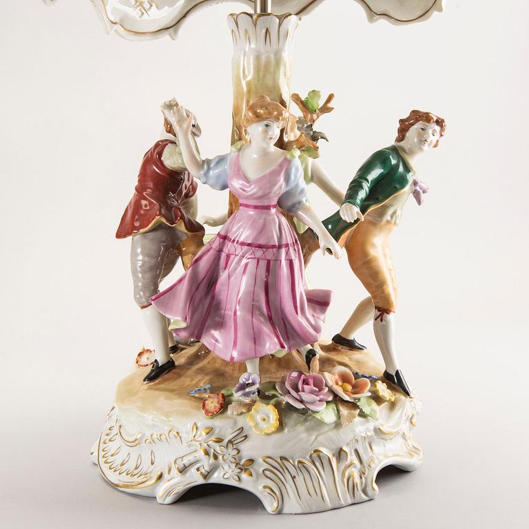 A PMP (Porcelain Manufactory Plaue) table lamp, Germany, later part of the 20th century.