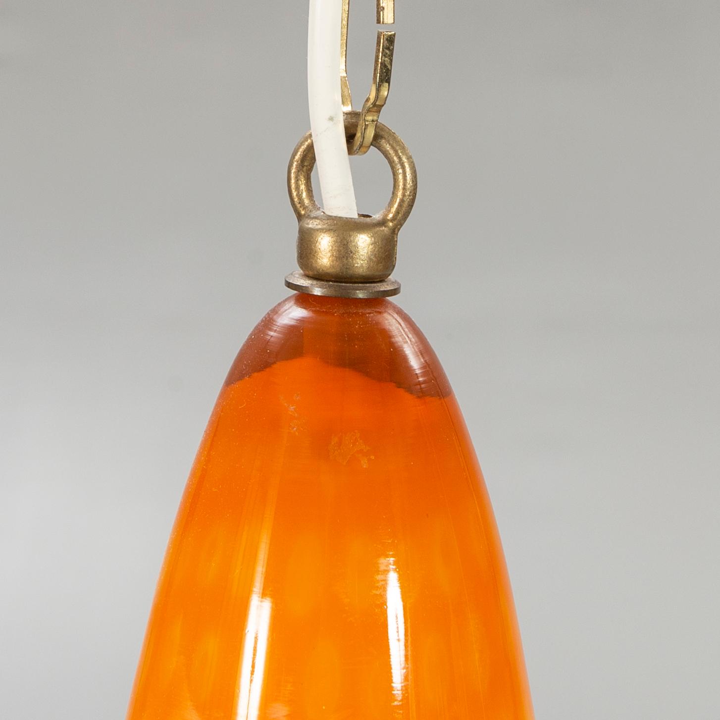Ceiling pendant, glass, probably Murano, 1950s-60s.